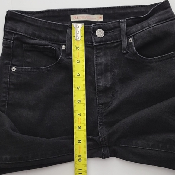 Levi's 721 Women's High Rise Skinny Black Denim Jeans Stretch Frayed Hem Size 26 - Picture 14 of 15